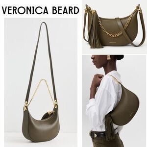 Veronica Beard Fortune Leather Chain-Handle Shoulder Crossbody Bag Cypress/Green